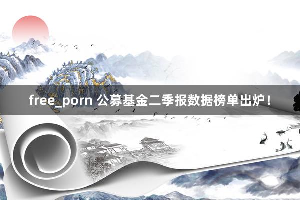 free_porn 公募基金二季报数据榜单出炉！