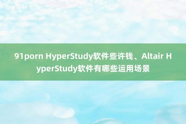 91porn HyperStudy软件些许钱、Altair HyperStudy软件有哪些运用场景