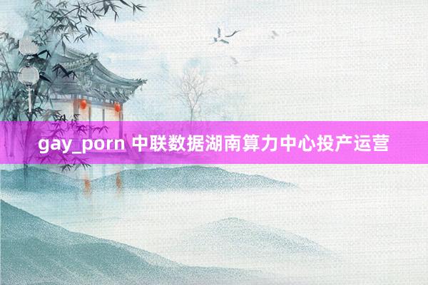 gay_porn 中联数据湖南算力中心投产运营