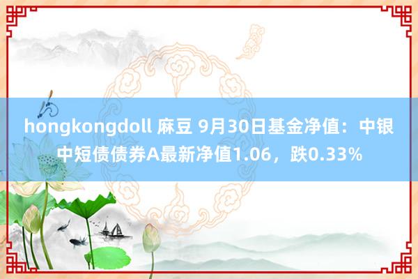 hongkongdoll 麻豆 9月30日基金净值：中银中短债债券A最新净值1.06，跌0.33%