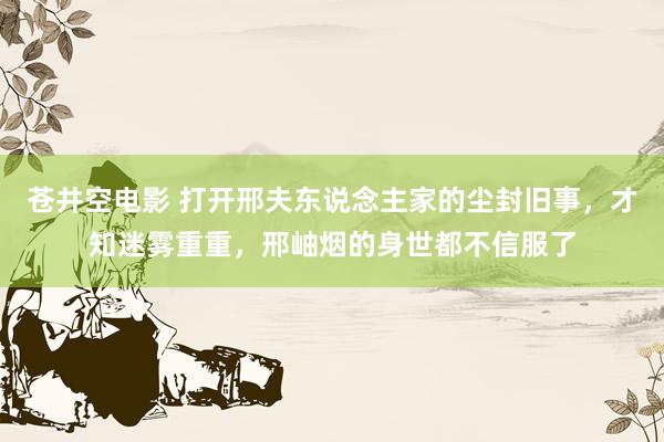 苍井空电影 打开邢夫东说念主家的尘封旧事，才知迷雾重重，邢岫烟的身世都不信服了