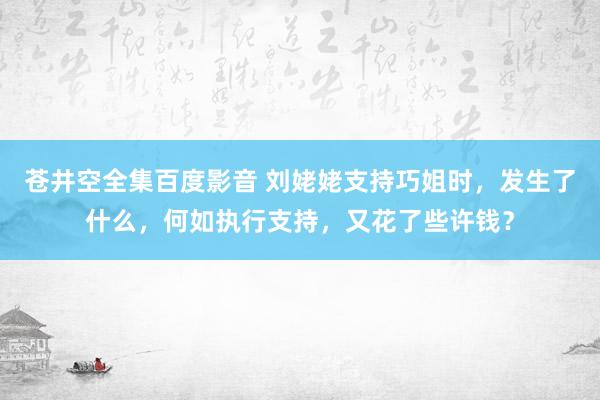 苍井空全集百度影音 刘姥姥支持巧姐时，发生了什么，何如执行支持，又花了些许钱？