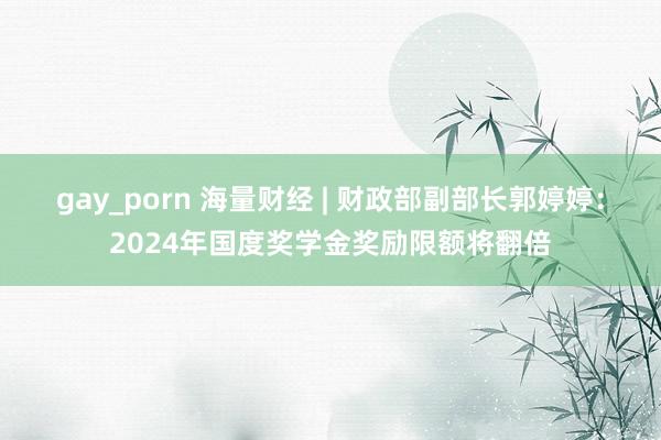 gay_porn 海量财经 | 财政部副部长郭婷婷：2024年国度奖学金奖励限额将翻倍