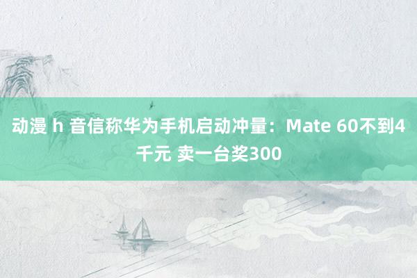 动漫 h 音信称华为手机启动冲量：Mate 60不到4千元 卖一台奖300