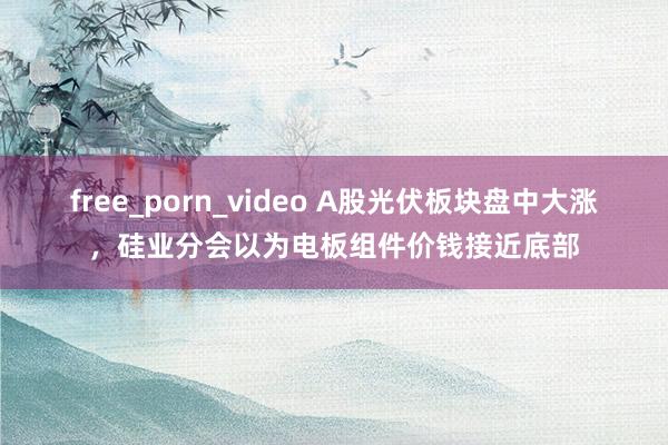 free_porn_video A股光伏板块盘中大涨，硅业分会以为电板组件价钱接近底部