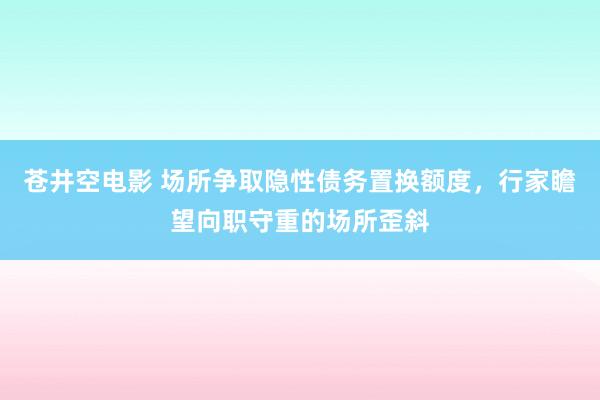 苍井空电影 场所争取隐性债务置换额度，行家瞻望向职守重的场所歪斜