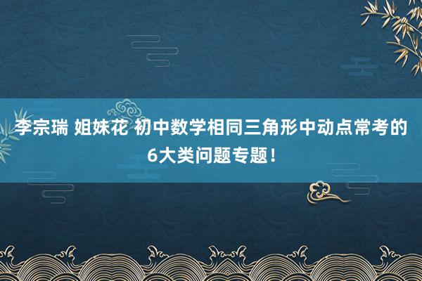 李宗瑞 姐妹花 初中数学相同三角形中动点常考的6大类问题专题！