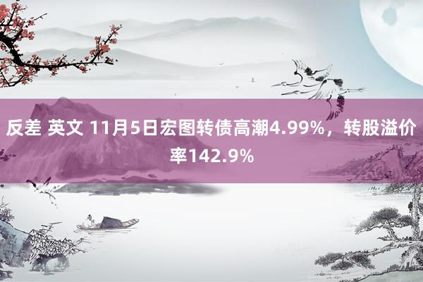 反差 英文 11月5日宏图转债高潮4.99%，转股溢价率142.9%