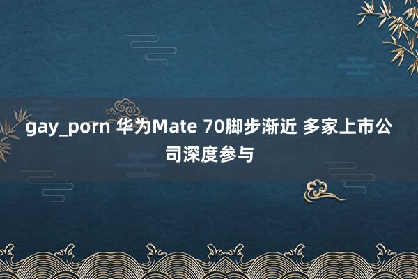 gay_porn 华为Mate 70脚步渐近 多家上市公司深度参与