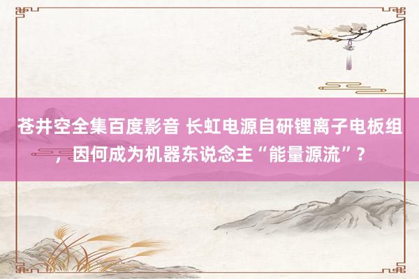 苍井空全集百度影音 长虹电源自研锂离子电板组，因何成为机器东说念主“能量源流”？