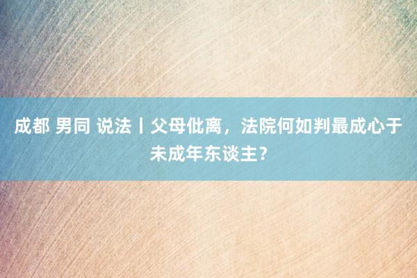 成都 男同 说法丨父母仳离，法院何如判最成心于未成年东谈主？