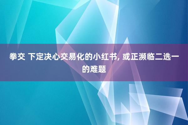 拳交 下定决心交易化的小红书， 或正濒临二选一的难题