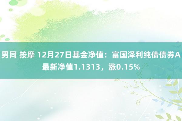 男同 按摩 12月27日基金净值：富国泽利纯债债券A最新净值1.1313，涨0.15%