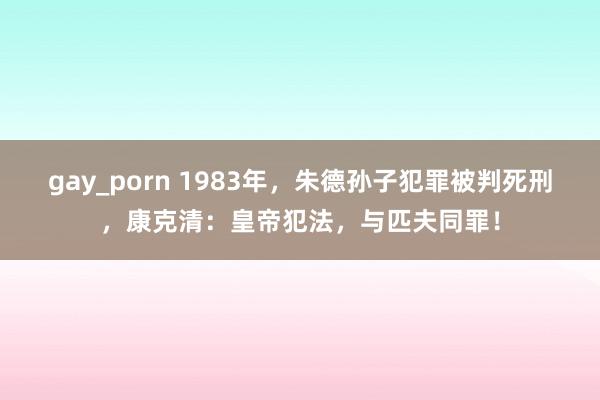 gay_porn 1983年，朱德孙子犯罪被判死刑，康克清：皇帝犯法，与匹夫同罪！