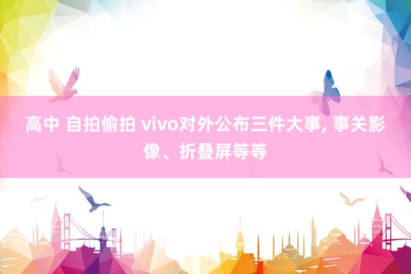 高中 自拍偷拍 vivo对外公布三件大事， 事关影像、折叠屏等等