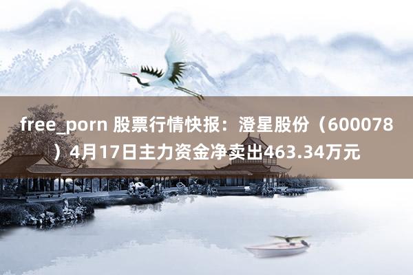 free_porn 股票行情快报：澄星股份（600078）4月17日主力资金净卖出463.34万元
